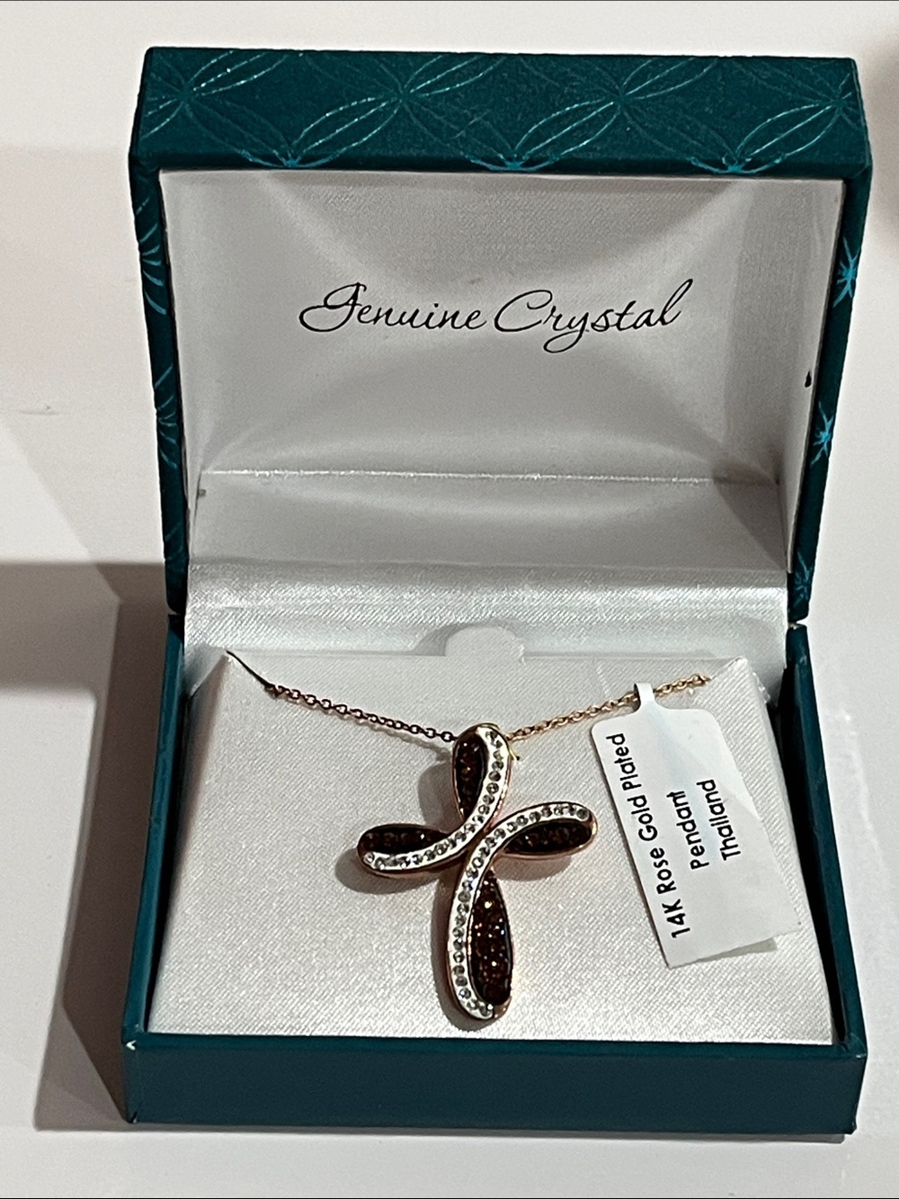 NWT Infinity Cross Pendant w/Chain 14k Rose Gold Plated